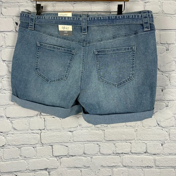 Style & Co. Women's Mid‎ Rise Denim Utility Short, Size 16W, Lourdes Medium Wash - Picture 3 of 11